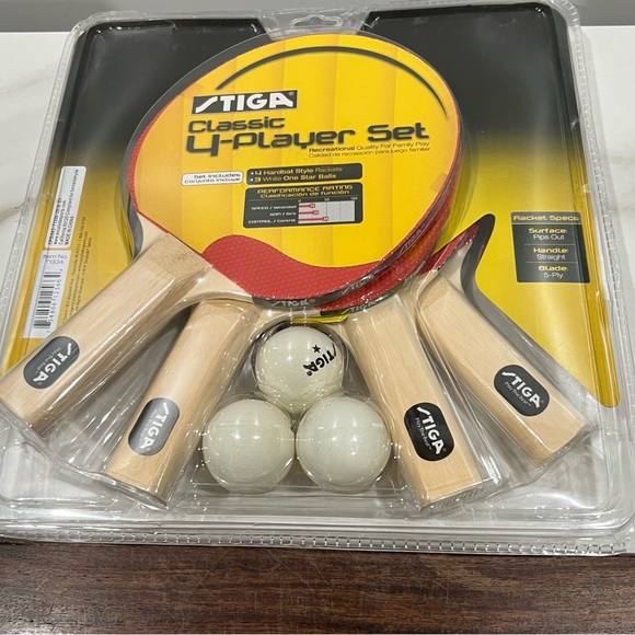 STIGA T 1334 CLASSIC 4 PLAYERS PING PONG SET - Picture 1 of 7